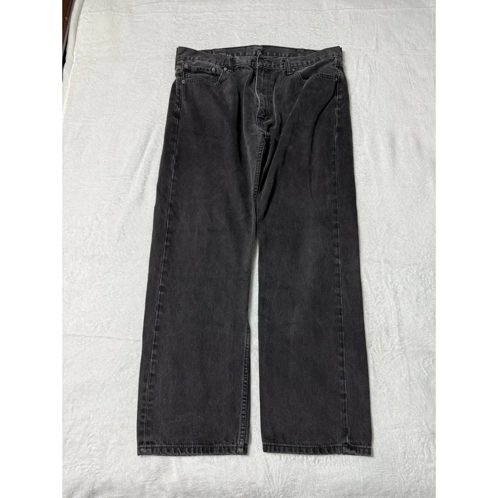 Levis 505 Jeans Mens 37x29 Black Regular Straight Mid Rise‎ Dark Wash